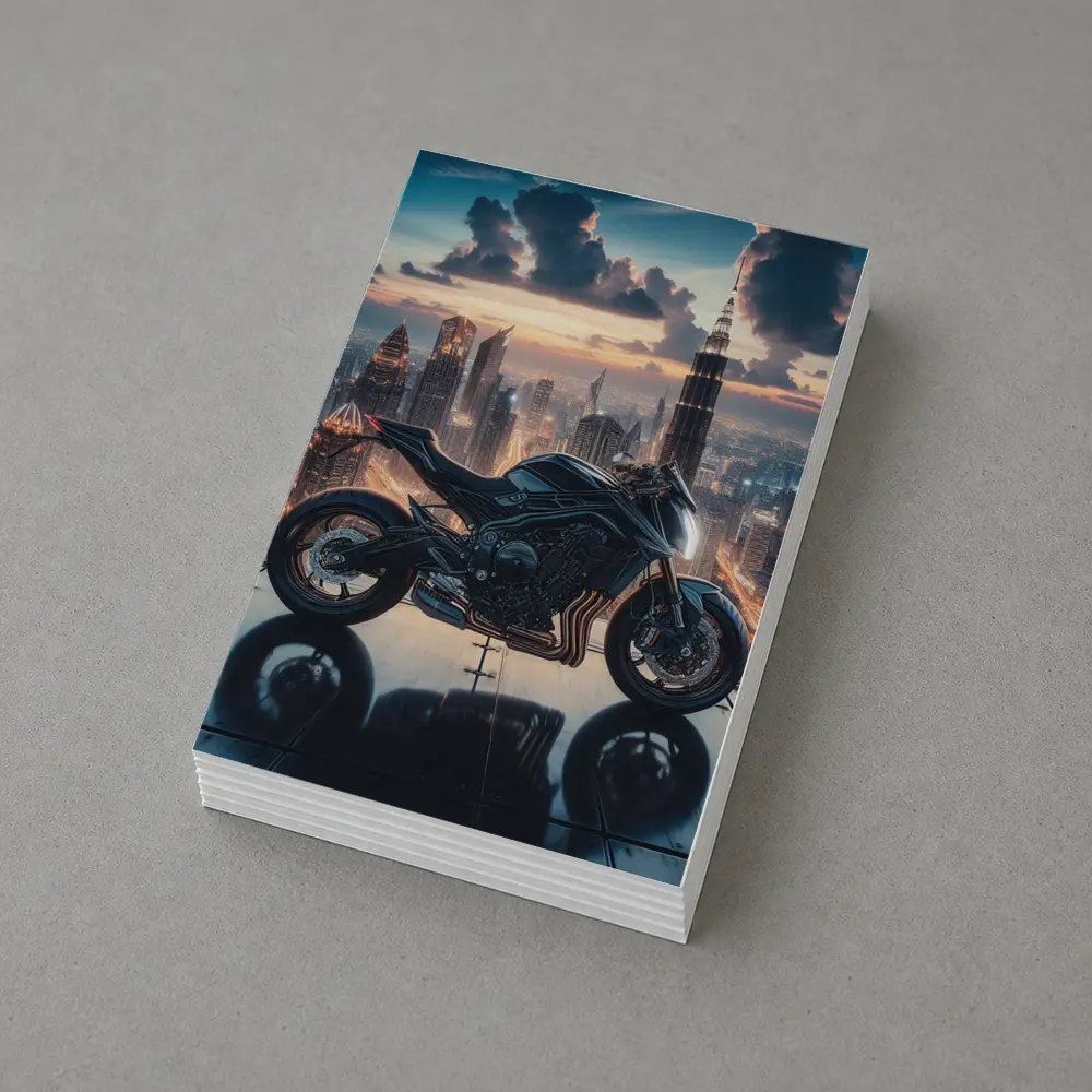 Dark Naked Bike Dubai City Skyline Night – Postcards