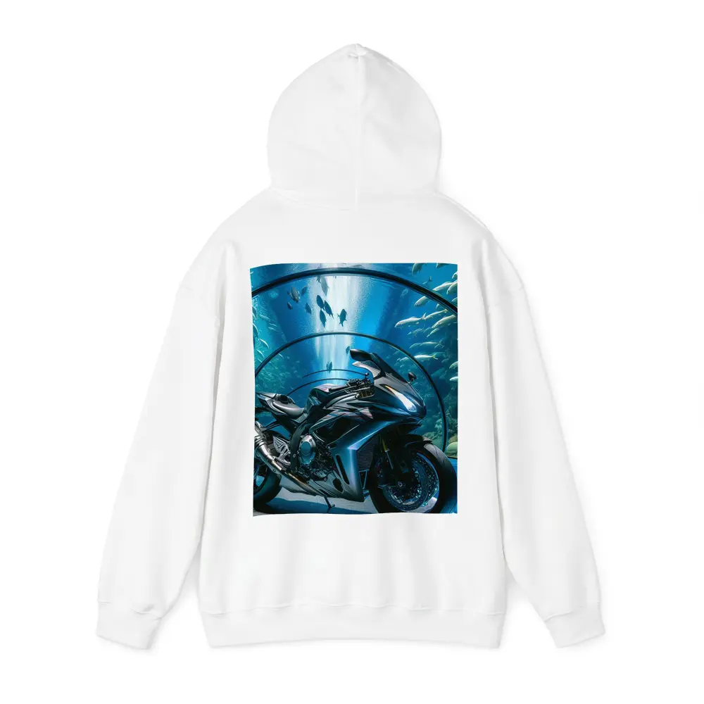 Sport Bike Inside Blue Aquarium Tunnel – Hoodies