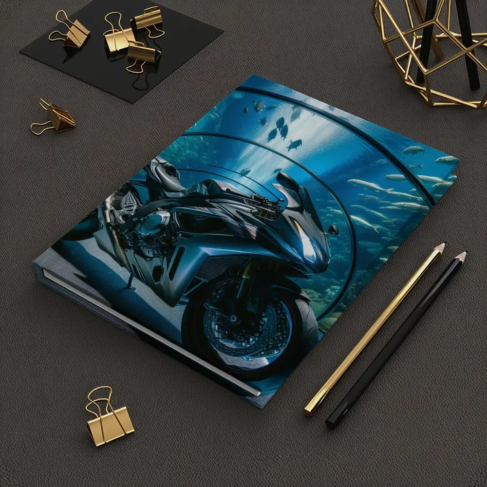 Sport Bike Inside Blue Aquarium Tunnel – Notebooks