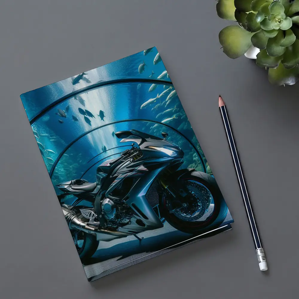 Sport Bike Inside Blue Aquarium Tunnel – Notebooks