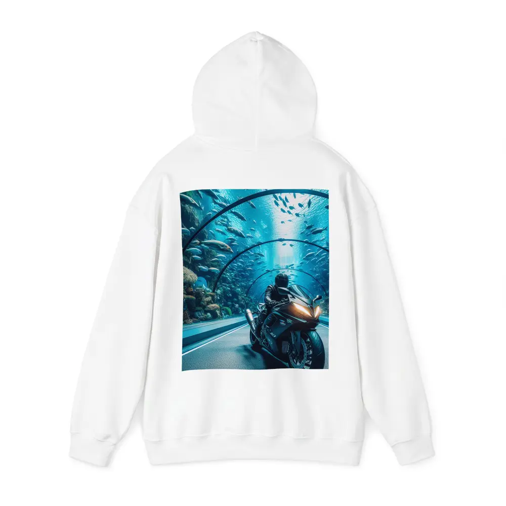 Sport Bike Rider Inside Underwater Aquarium Tunnel – Hoodies