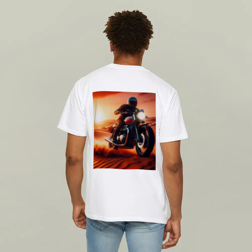 Scrambler Motorcycle Rider Desert Sunset Dunes – T-Shirts