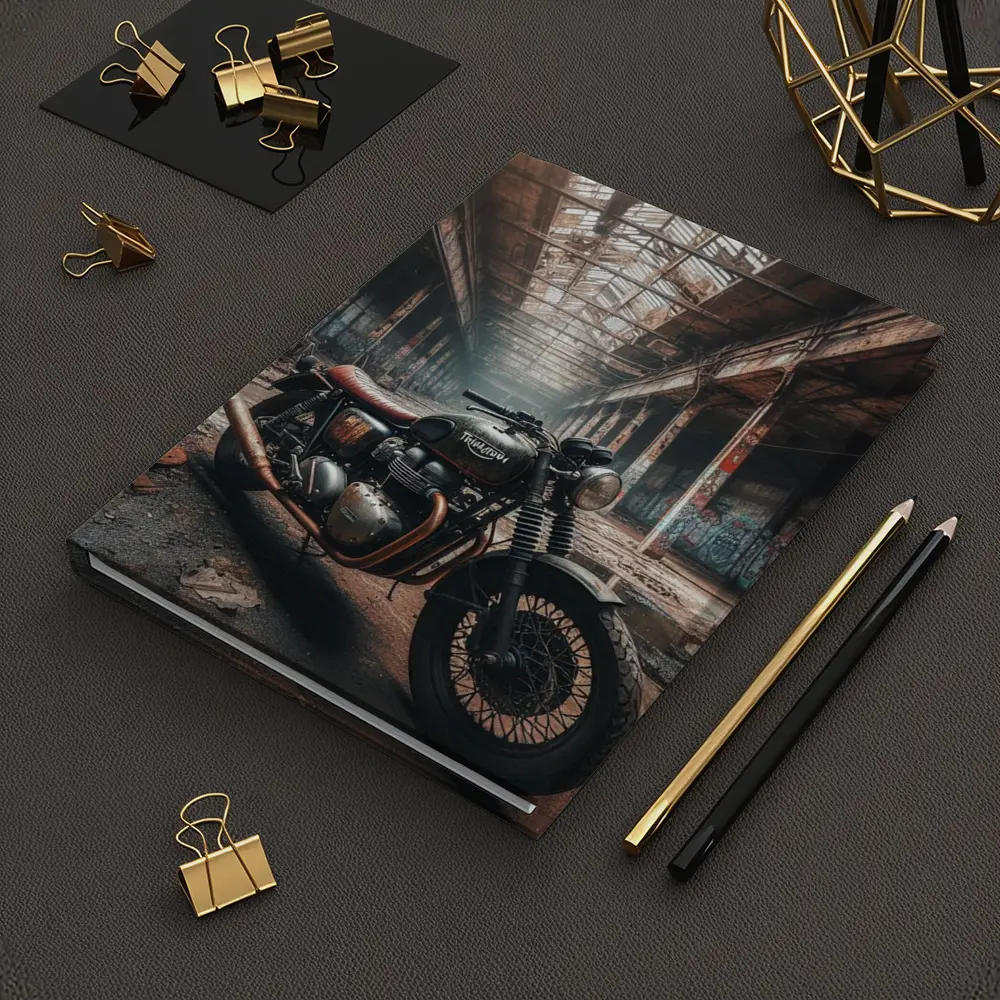 Triumph Motorcycle Abandoned Factory Urban Setting – Notebooks