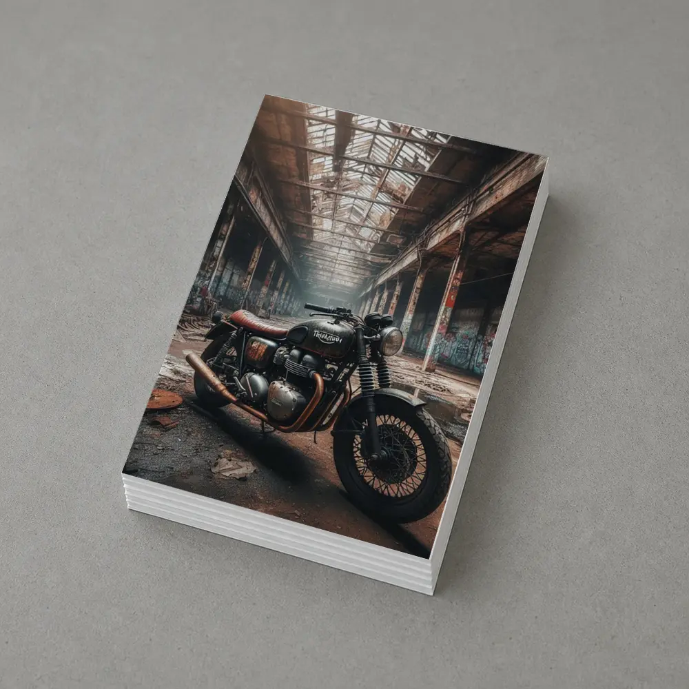 Triumph Motorcycle Abandoned Factory Urban Setting – Postcards
