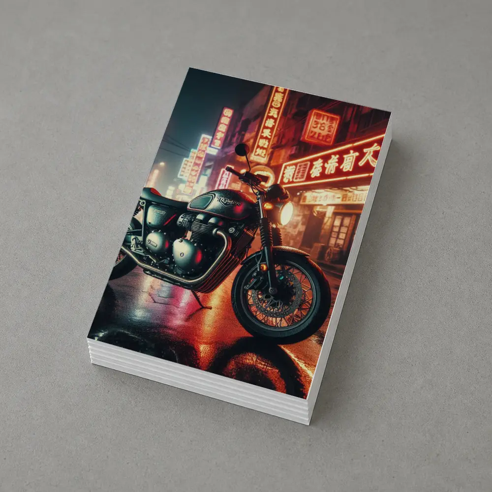 Triumph Motorcycle Neon City Street Night – Postcards
