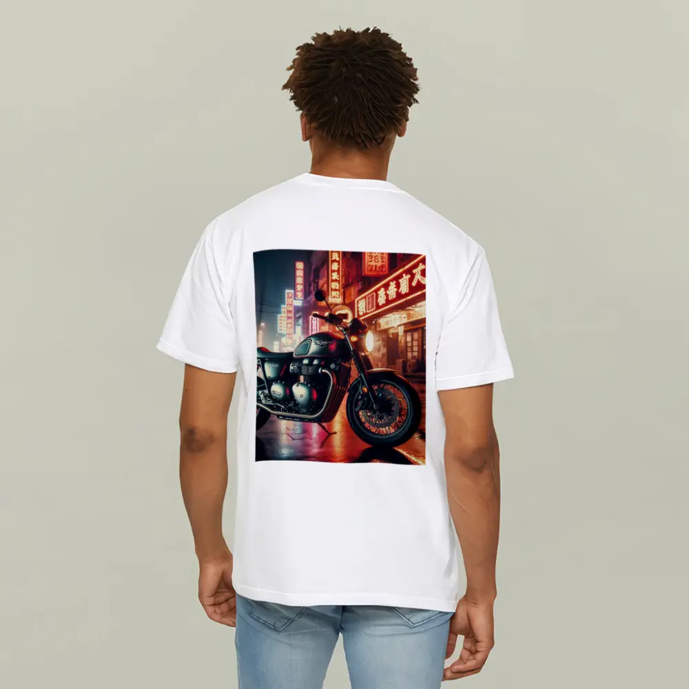 Triumph Motorcycle Neon City Street Night – T-Shirts