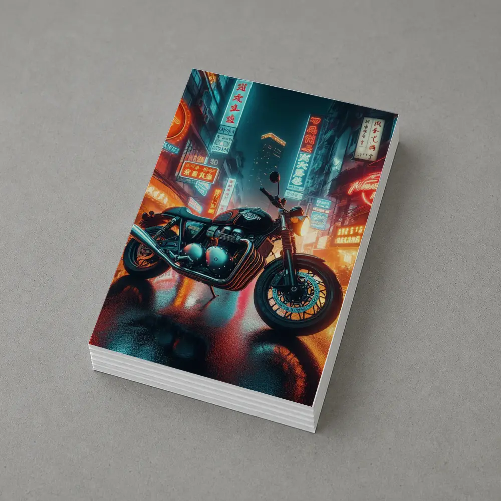 Triumph Motorcycle Neon City Rainy Night – Postcards