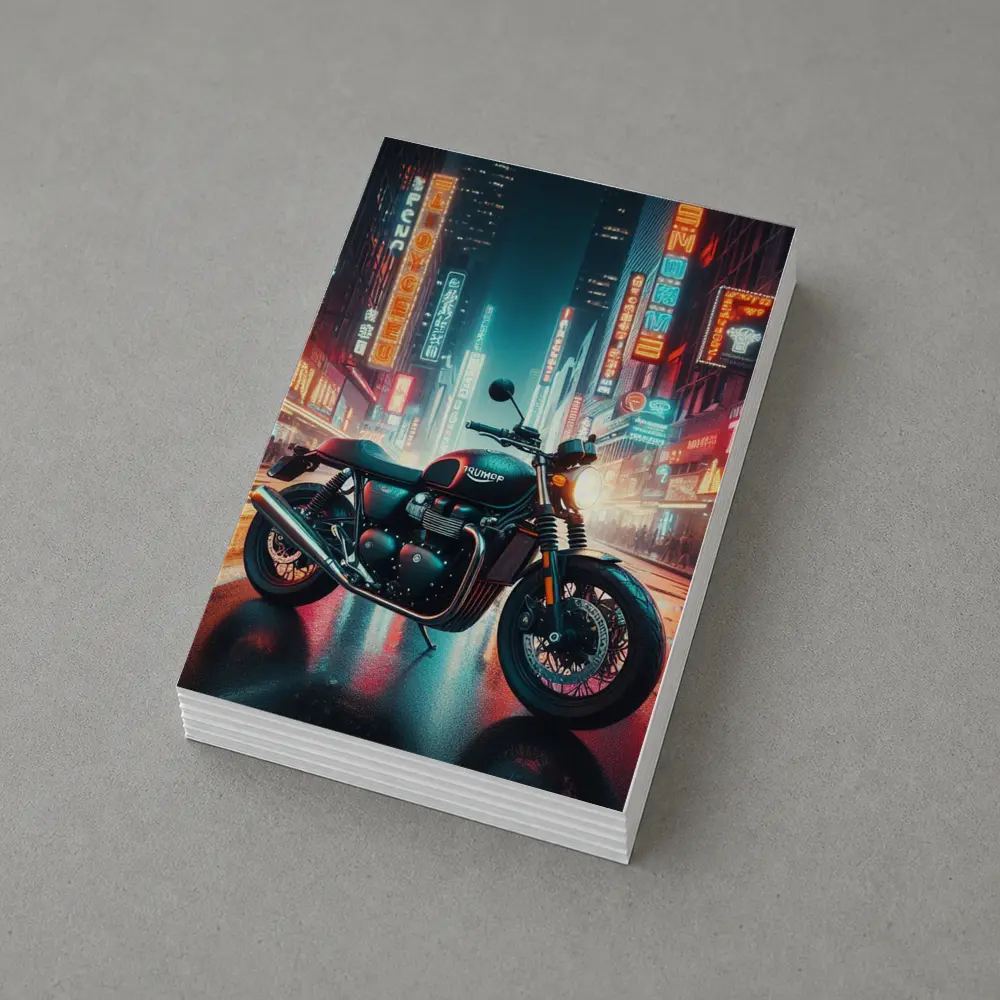 Triumph Motorcycle Neon City Street Night – Postcards