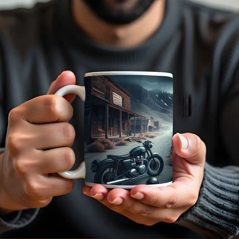 Cafe Racer Motorcycle Abandoned Western Ghost Town – Mugs
