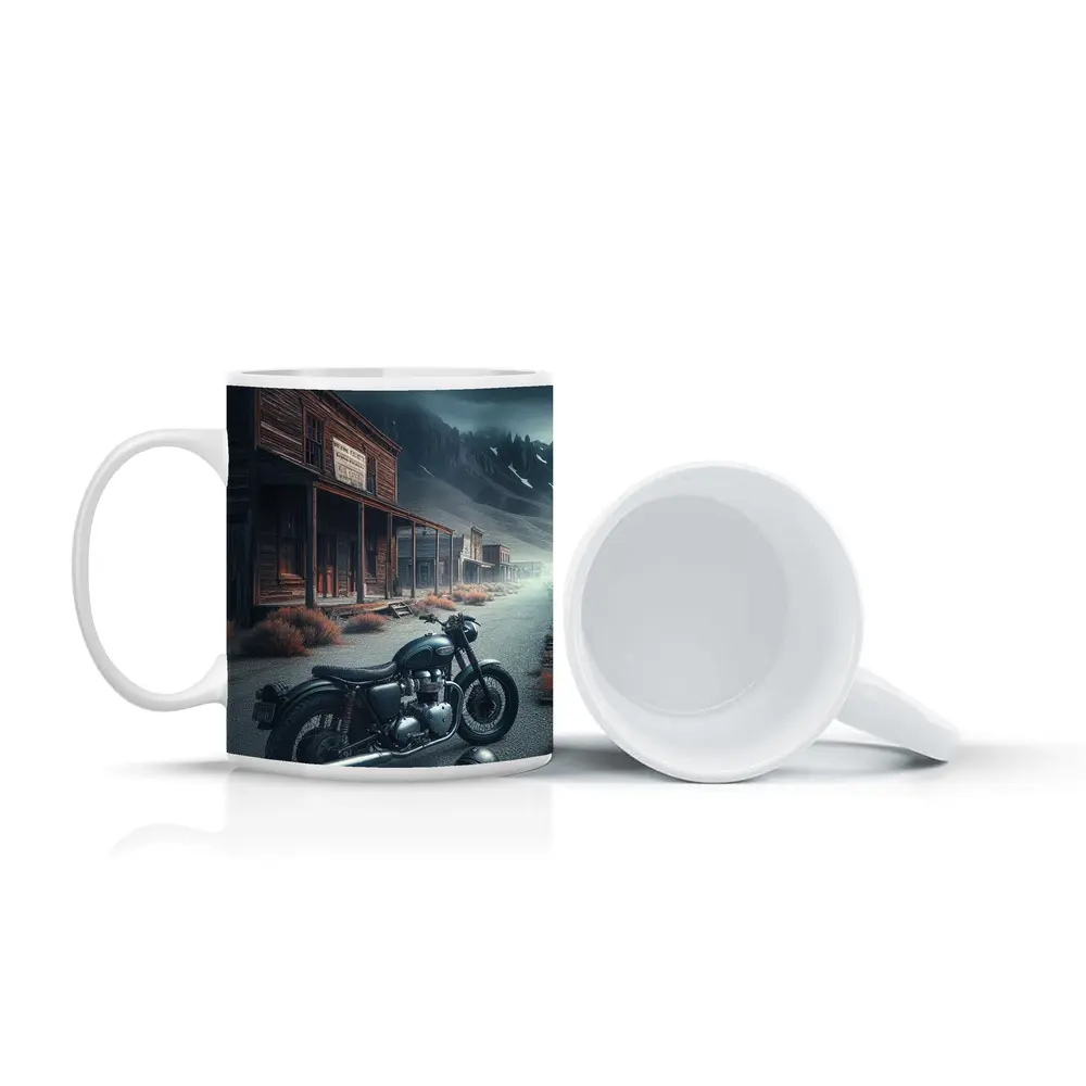 Cafe Racer Motorcycle Abandoned Western Ghost Town – Mugs