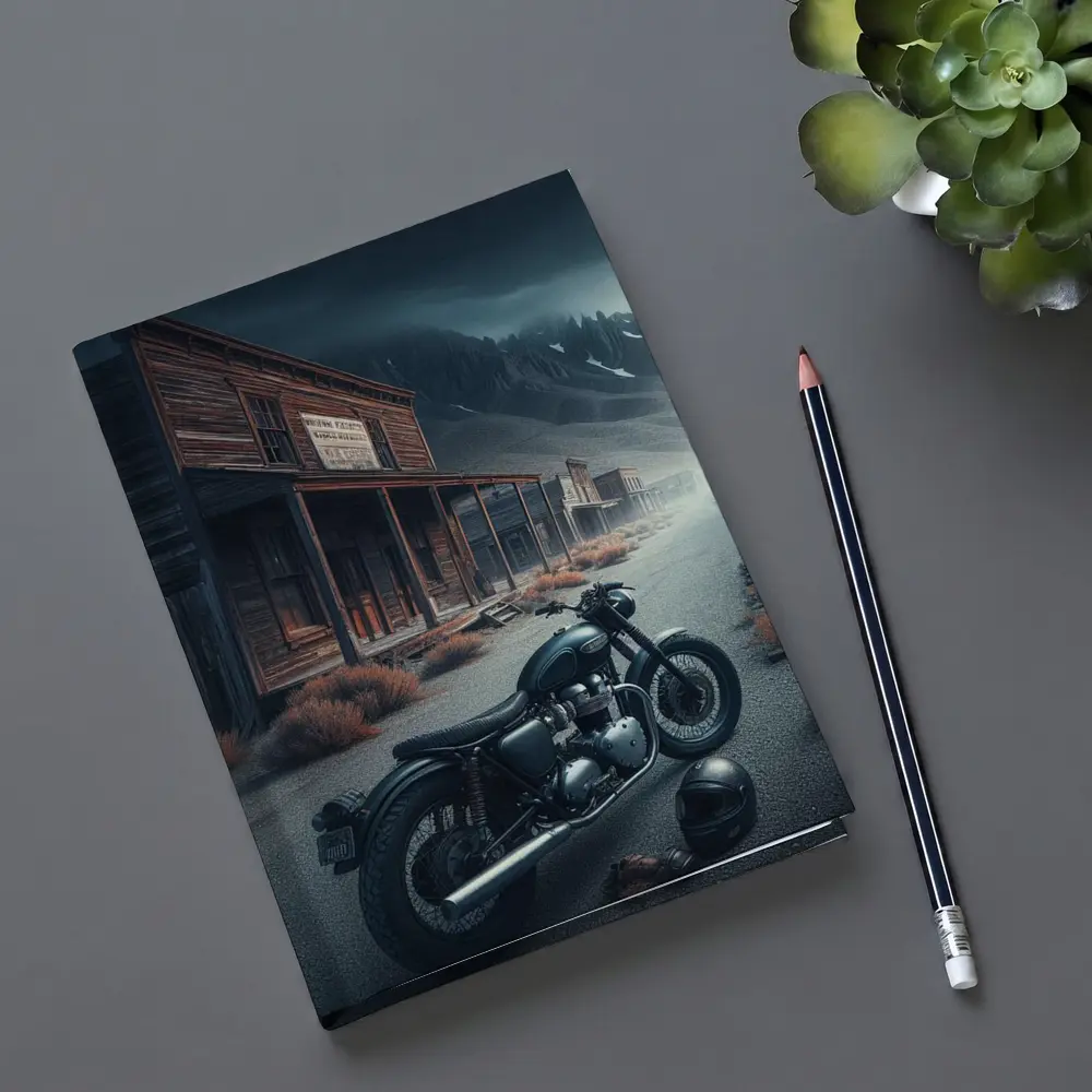 Cafe Racer Motorcycle Abandoned Western Ghost Town – Notebooks
