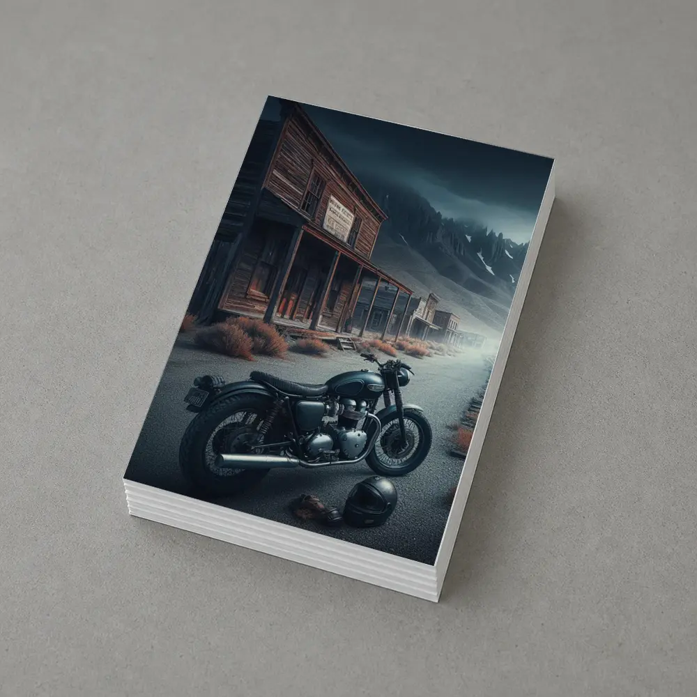 Cafe Racer Motorcycle Abandoned Western Ghost Town – Postcards