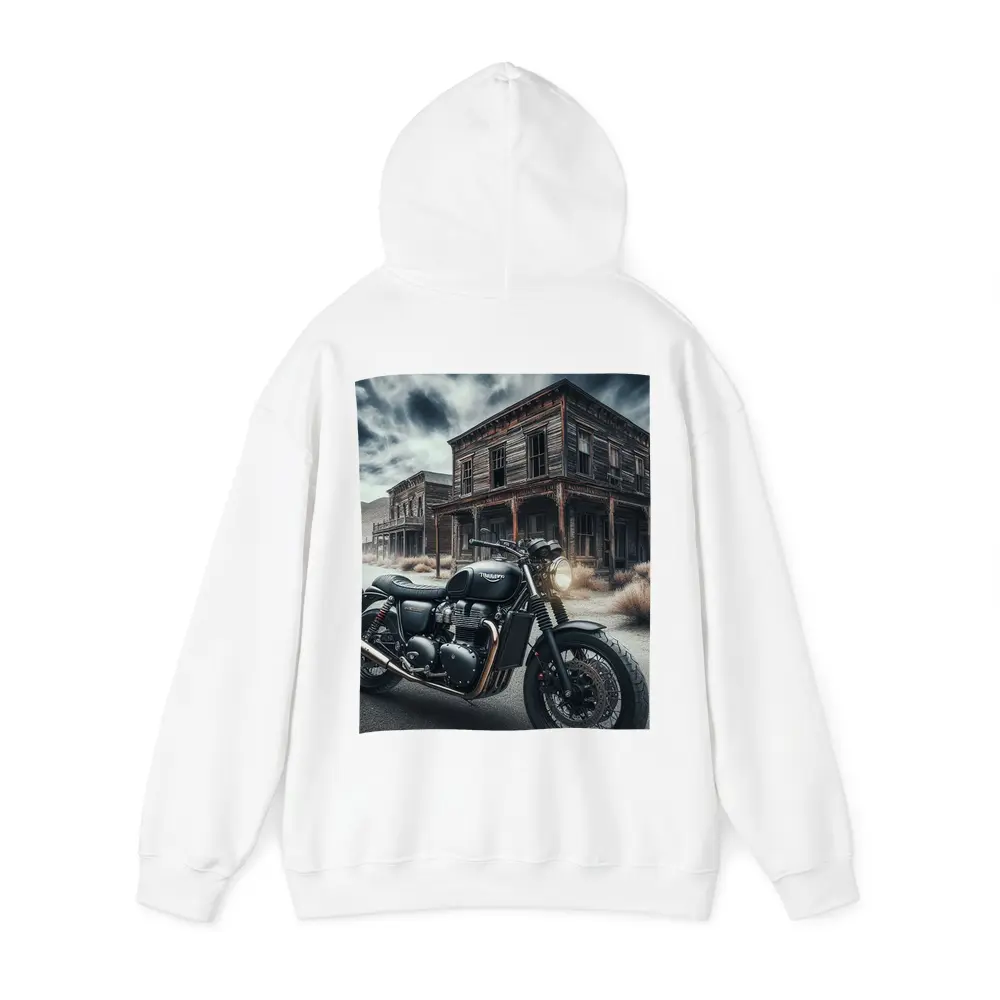 Triumph Bobber Motorcycle Abandoned Ghost Town – Hoodies