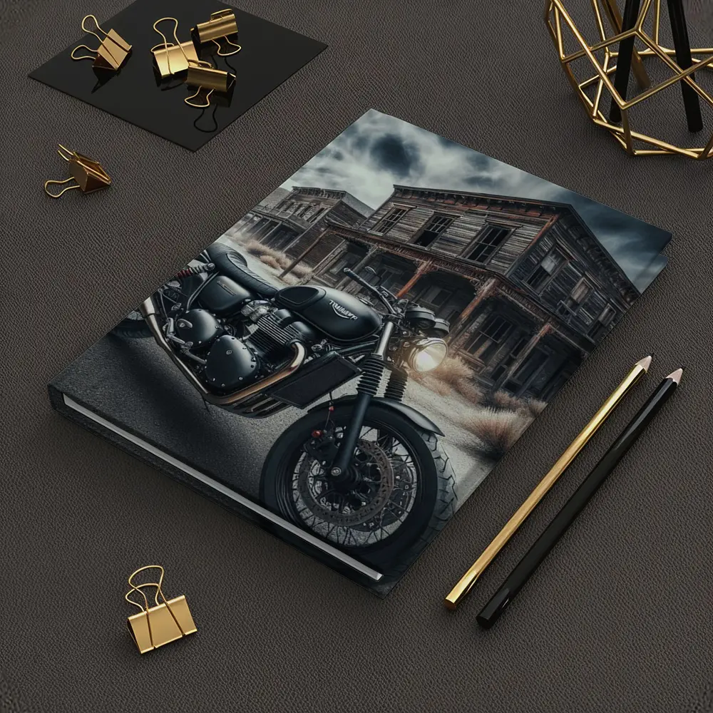 Triumph Bobber Motorcycle Abandoned Ghost Town – Notebooks