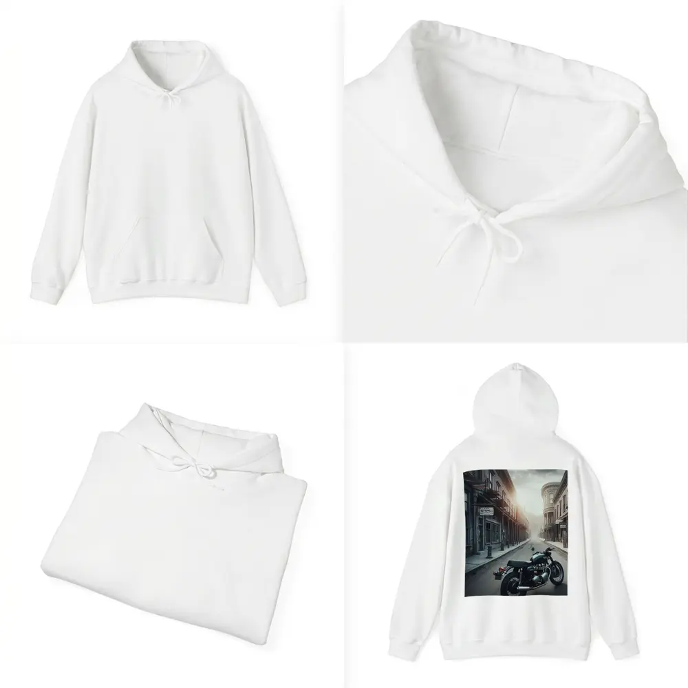 Cafe Racer Motorcycle Abandoned Western Town Street – Hoodies