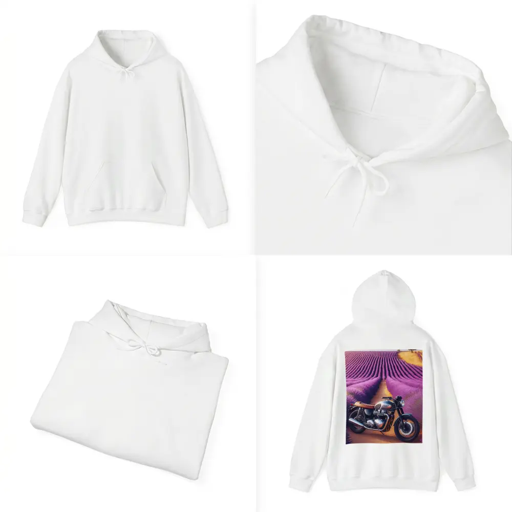 Triumph Motorcycle Parked In Lavender Fields – Hoodies