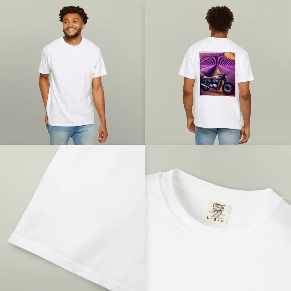 Triumph Motorcycle Parked In Lavender Fields – T-Shirts
