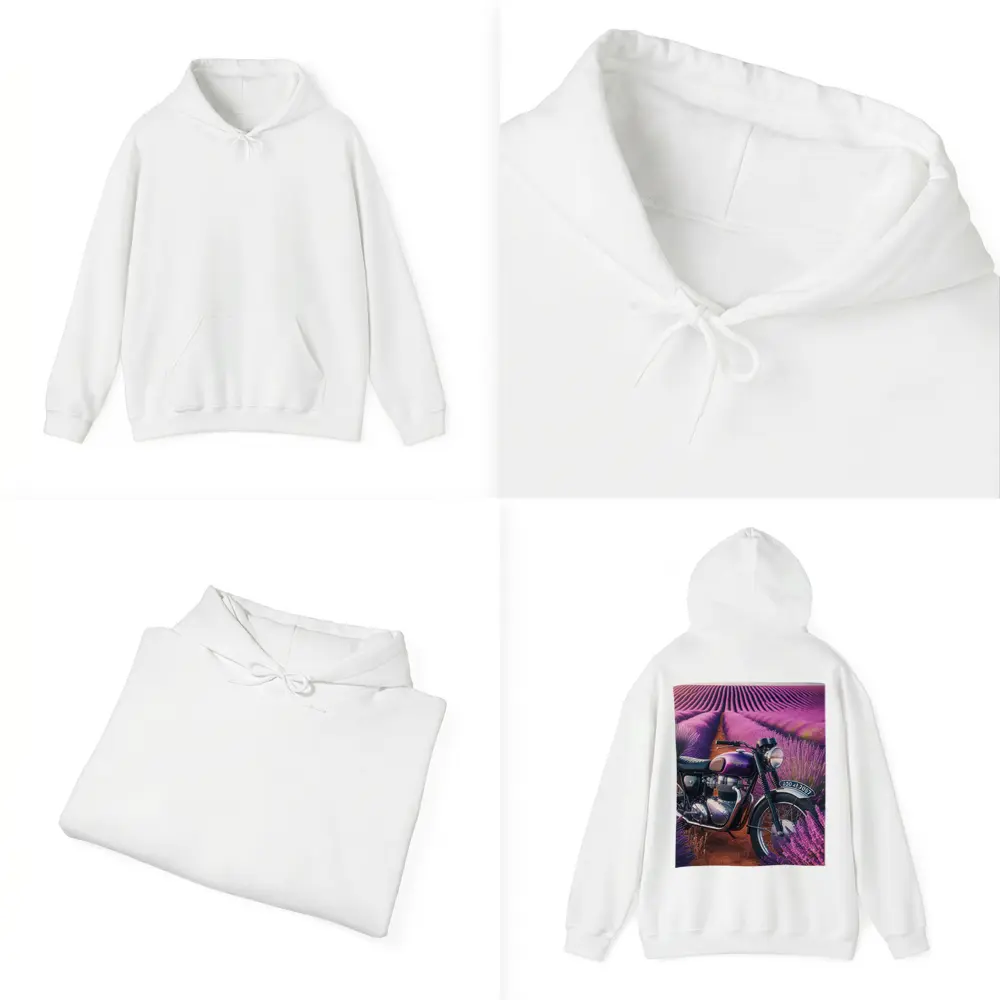 Triumph Motorcycle Parked in Lavender Fields – Hoodies