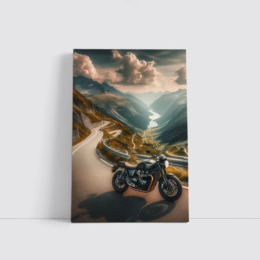 Triumph Cafe Racer Mountain Road Winding Valley – Wall Art