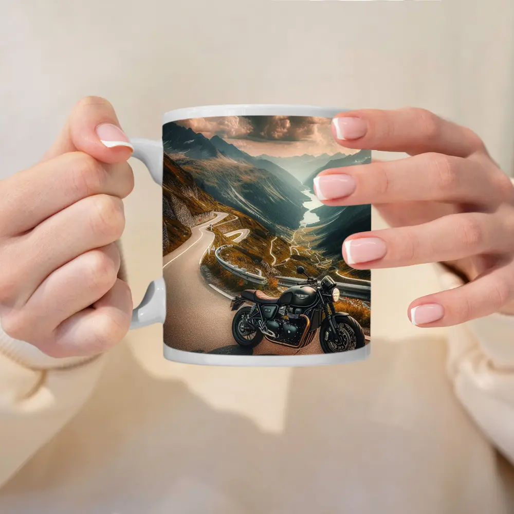 Triumph Cafe Racer Mountain Road Winding Valley – Mugs