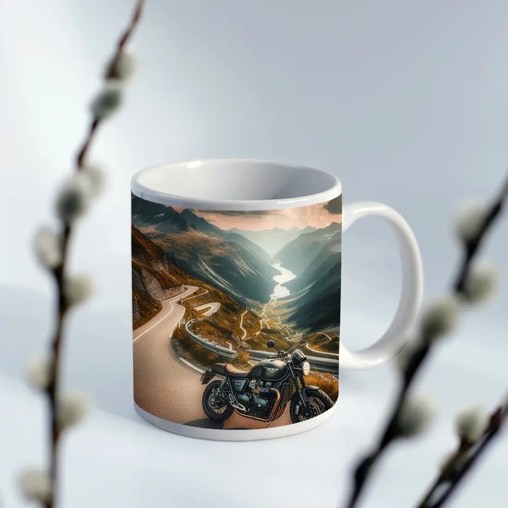Triumph Cafe Racer Mountain Road Winding Valley – Mugs