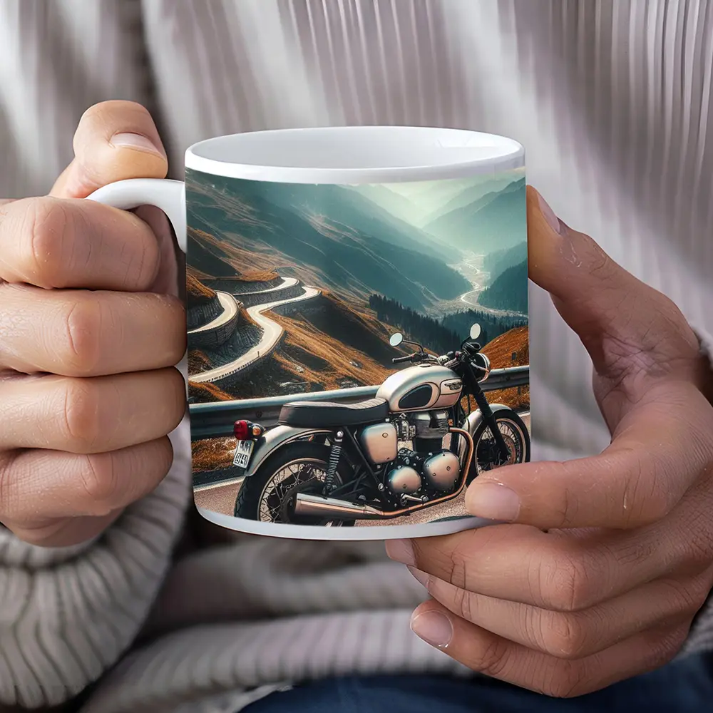 Triumph Bonneville Classic Motorcycle Mountain Road – Mugs
