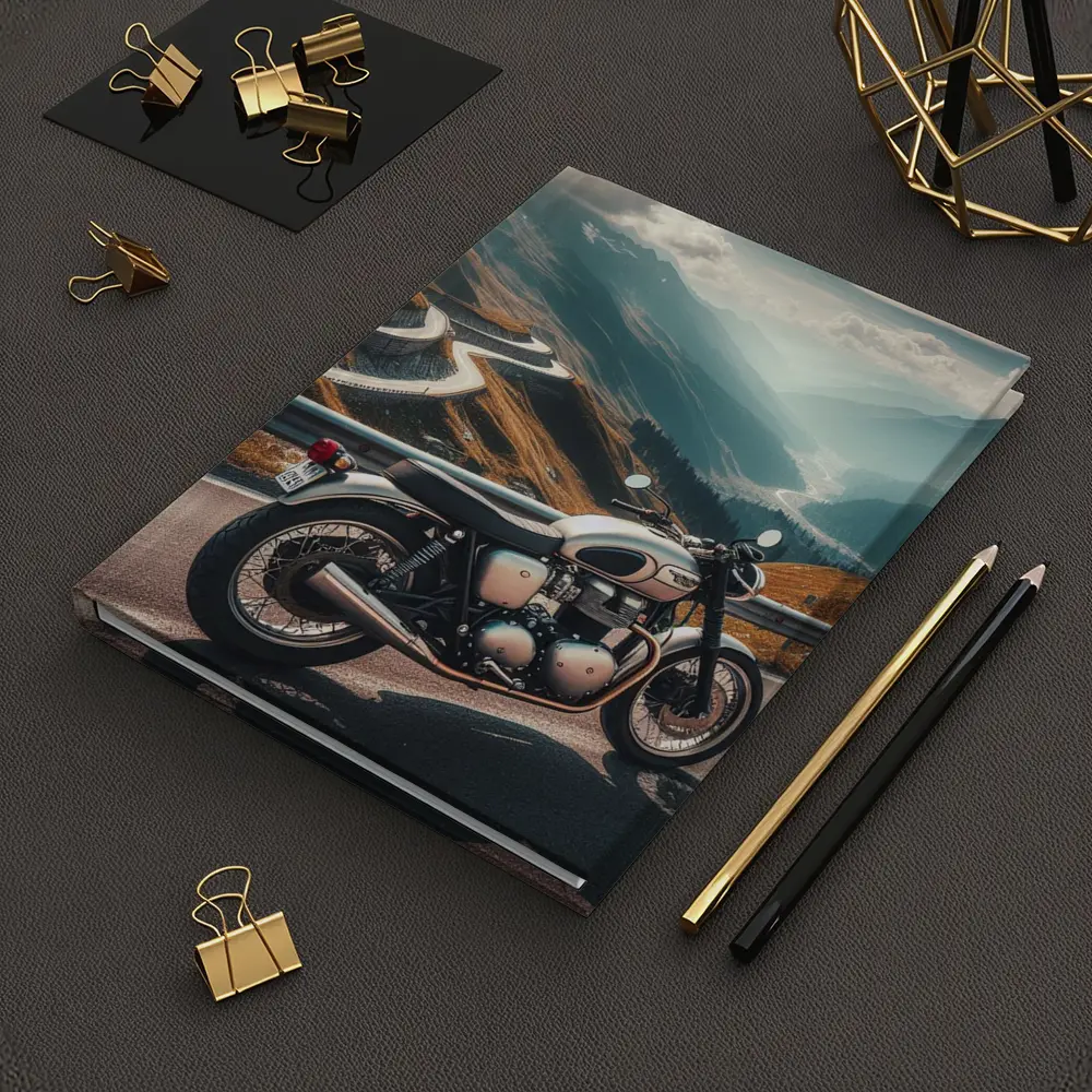 Triumph Bonneville Classic Motorcycle Mountain Road – Notebooks