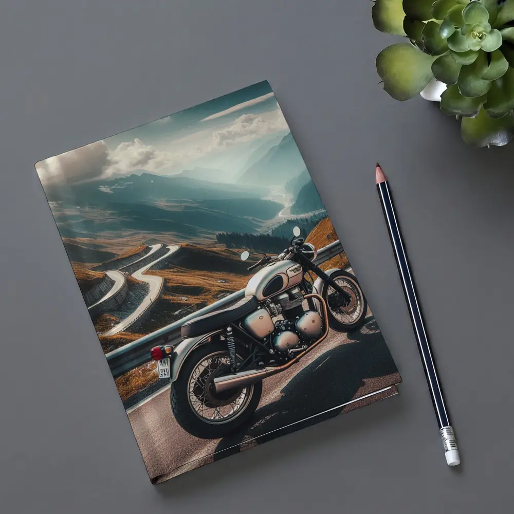 Triumph Bonneville Classic Motorcycle Mountain Road – Notebooks