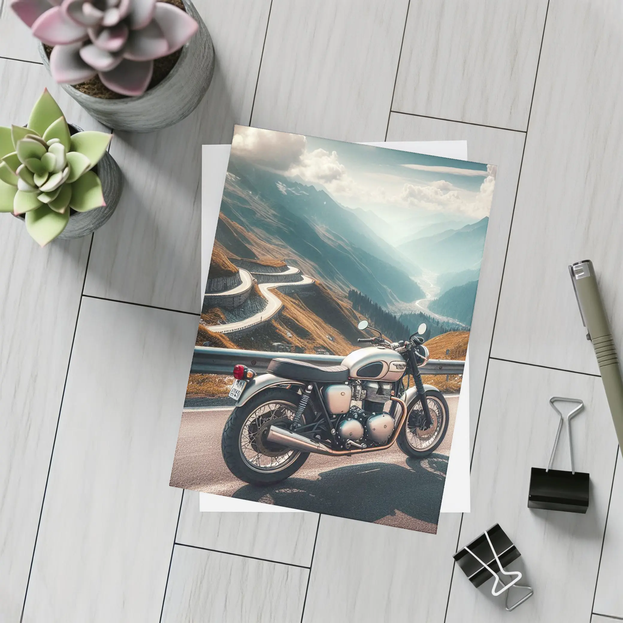 Triumph Bonneville Classic Motorcycle Mountain Road – Postcards