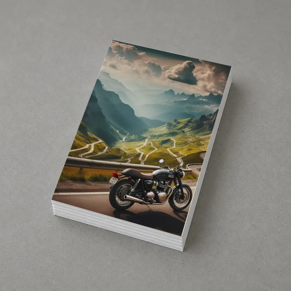 Classic Motorcycle Mountain Road Winding Landscape – Postcards