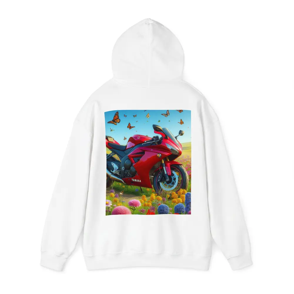 Red Yamaha Sport Bike Wildflower Meadow Butterflies – Hoodies