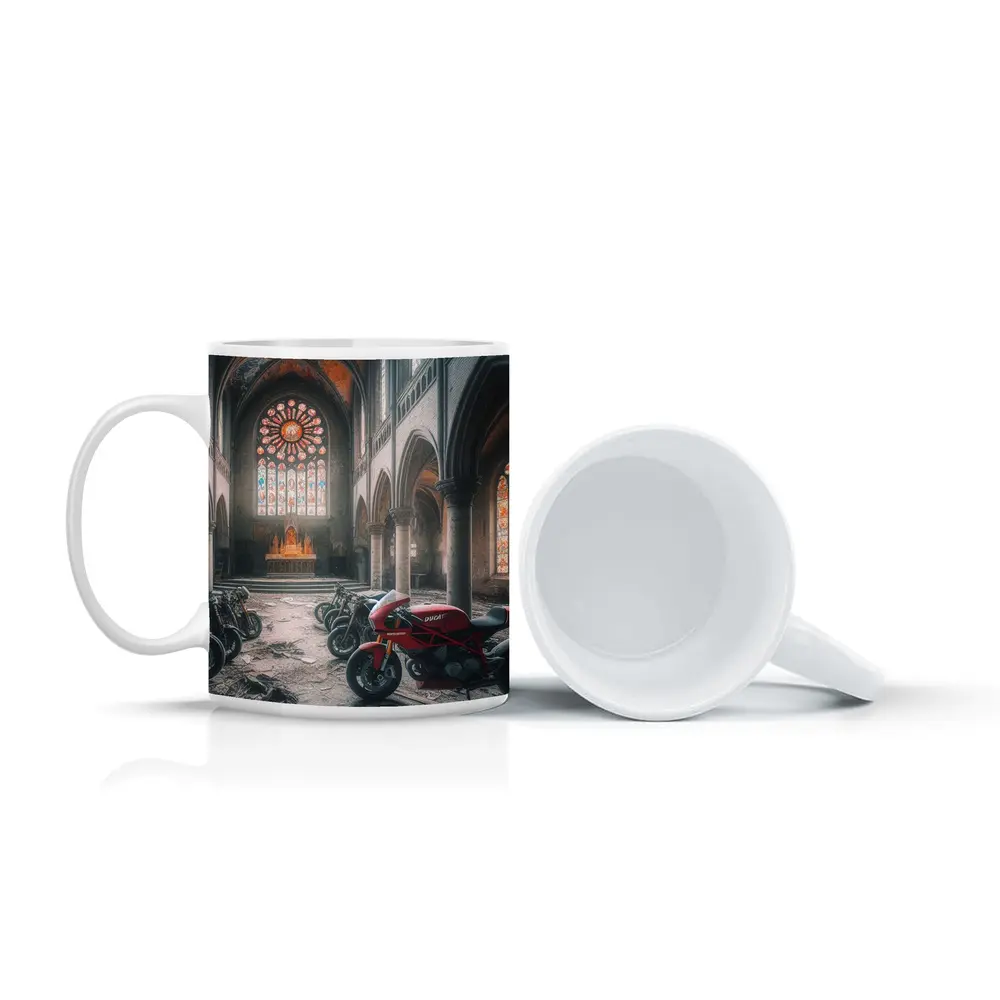 Ducati Motorcycles Inside Abandoned Gothic Church – Mugs