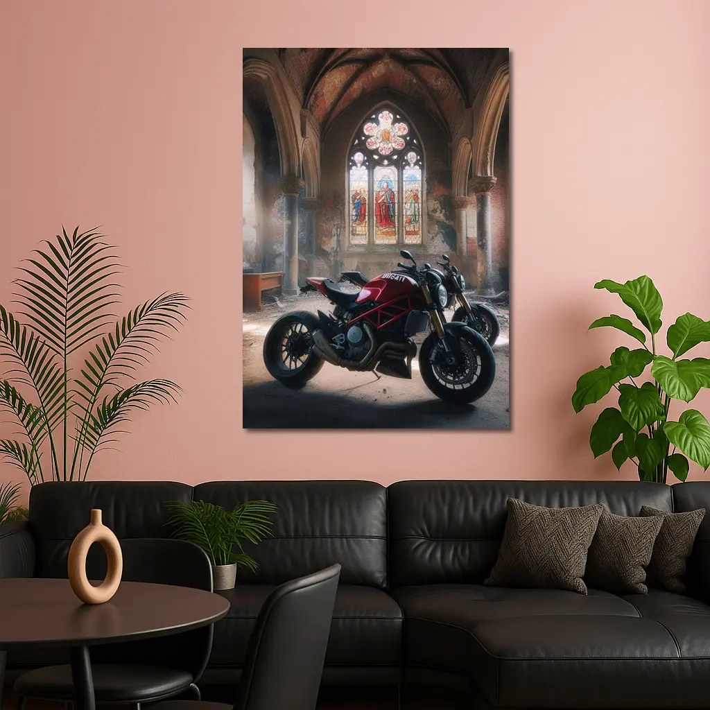 Ducati Streetfighter Inside Abandoned Gothic Church – Wall Art
