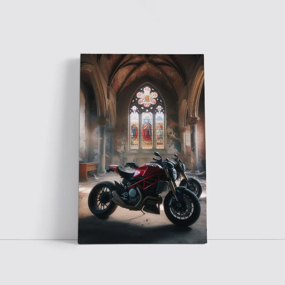 Ducati Streetfighter Inside Abandoned Gothic Church – Wall Art
