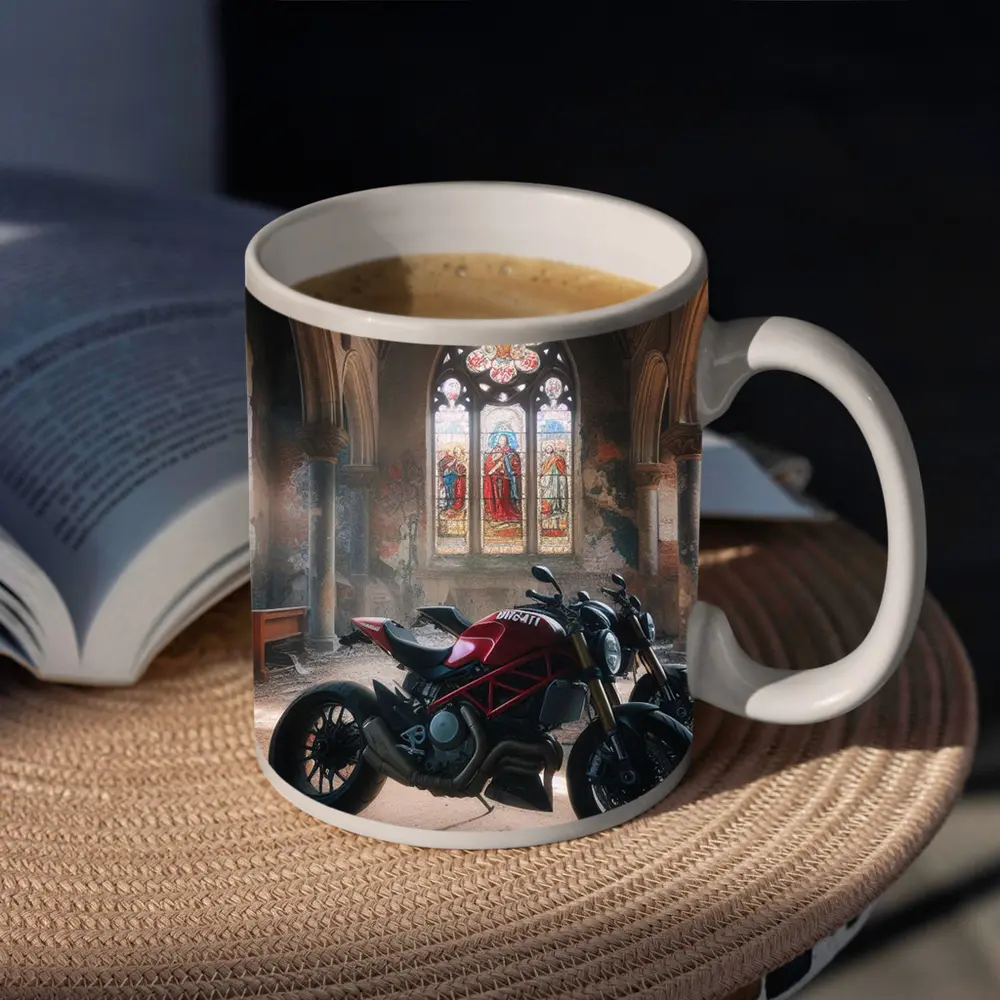 Ducati Streetfighter Inside Abandoned Gothic Church – Mugs