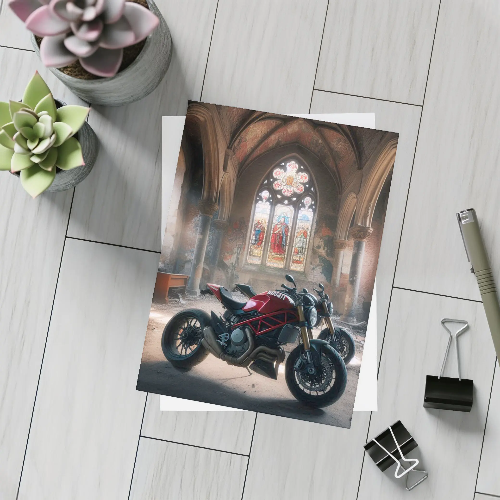 Ducati Streetfighter Inside Abandoned Gothic Church – Postcards