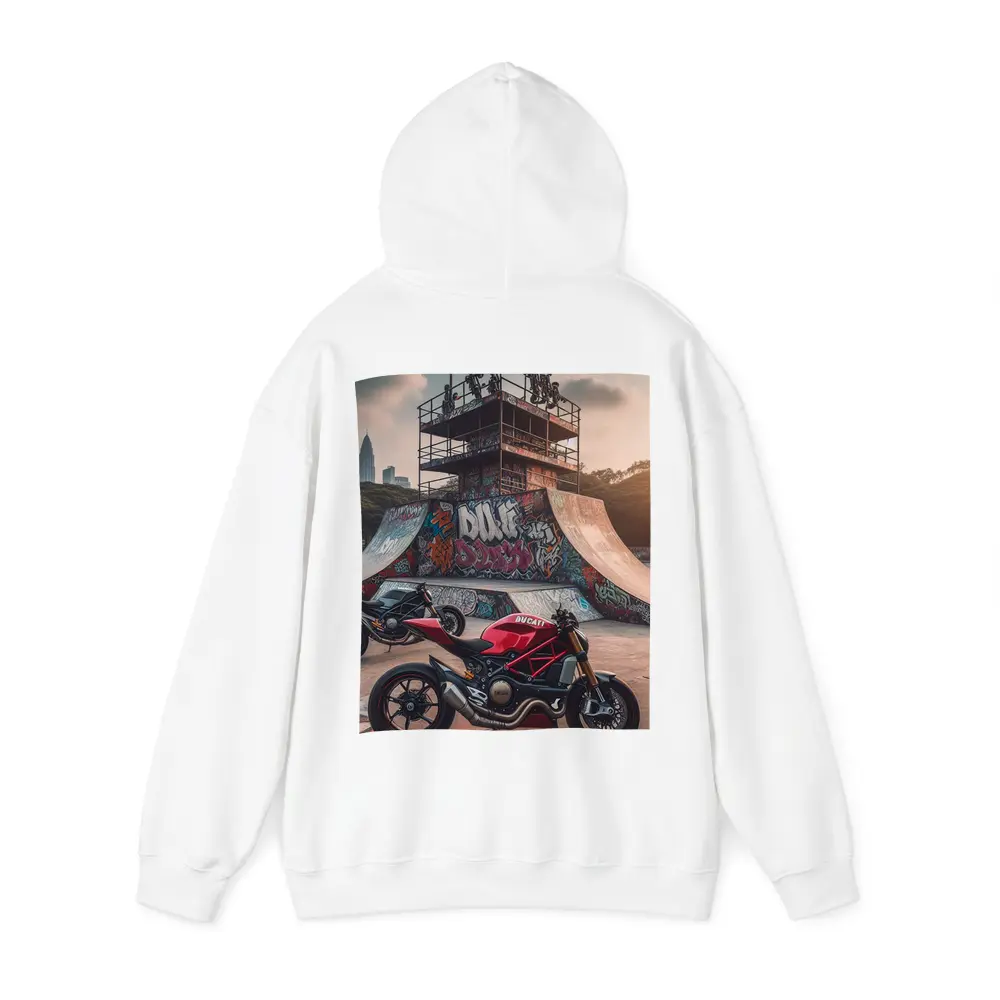 Ducati Monster Red Motorcycle Skatepark Graffiti – Hoodies
