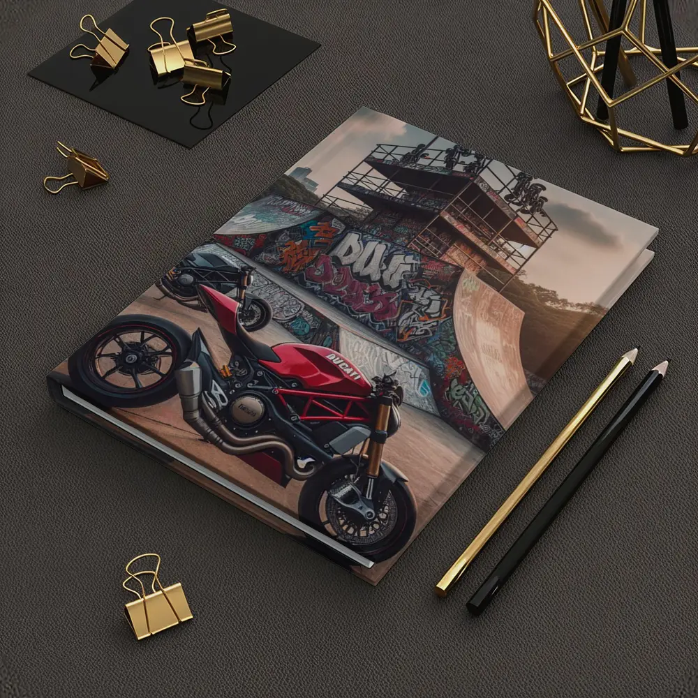 Ducati Monster Red Motorcycle Skatepark Graffiti – Notebooks