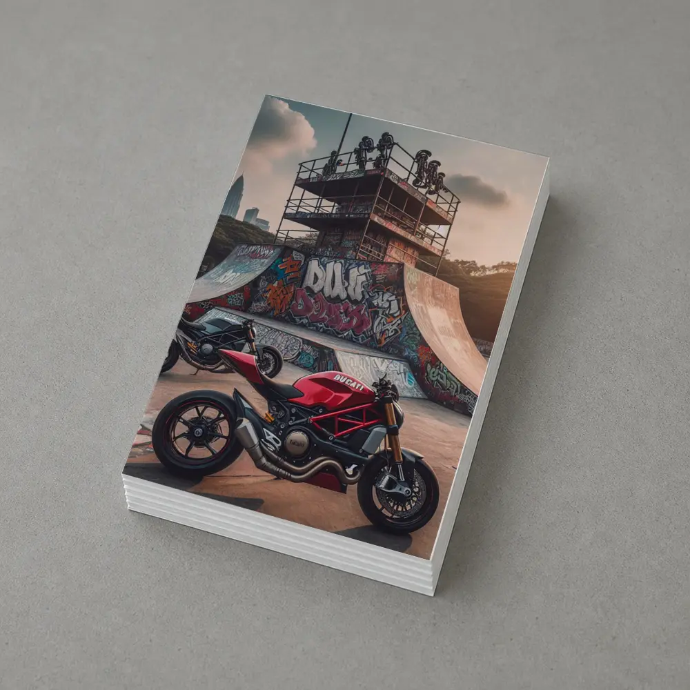 Ducati Monster Red Motorcycle Skatepark Graffiti – Postcards
