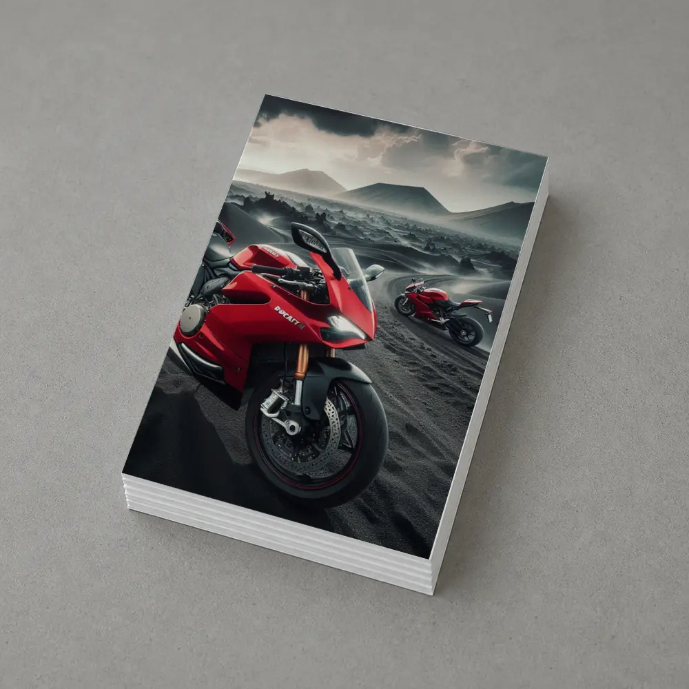 Ducati Superbike Red Volcanic Desert Landscape – Postcards