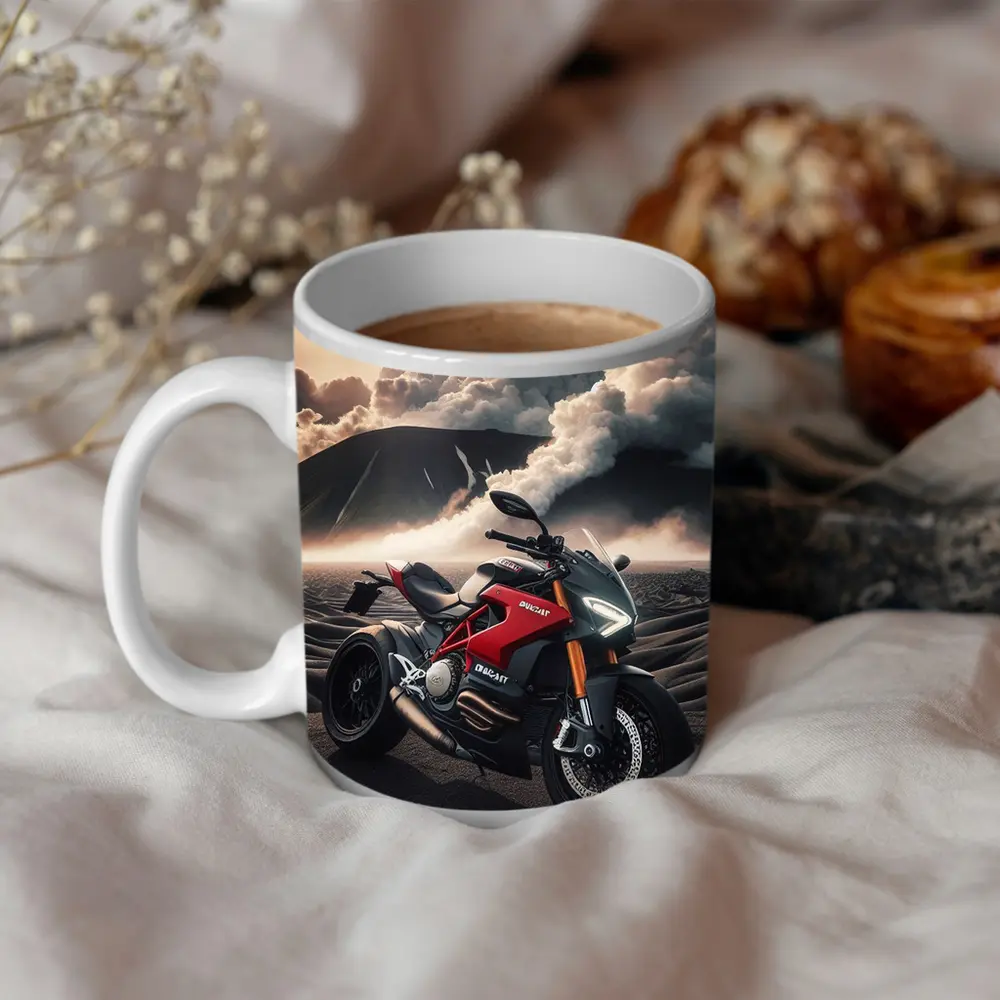 Ducati Streetfighter Red Motorcycle Desert Clouds – Mugs