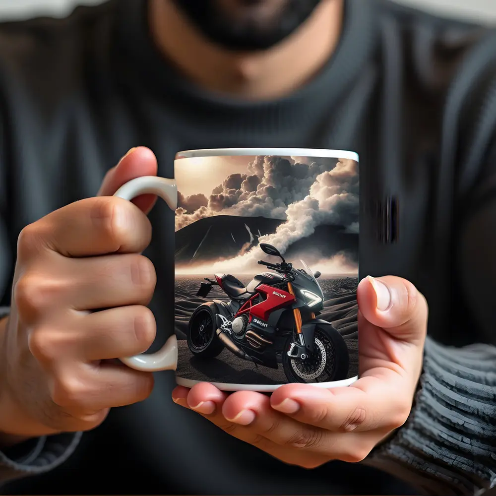 Ducati Streetfighter Red Motorcycle Desert Clouds – Mugs