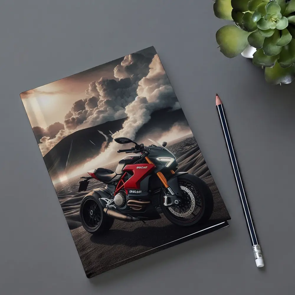 Ducati Streetfighter Red Motorcycle Desert Clouds – Notebooks