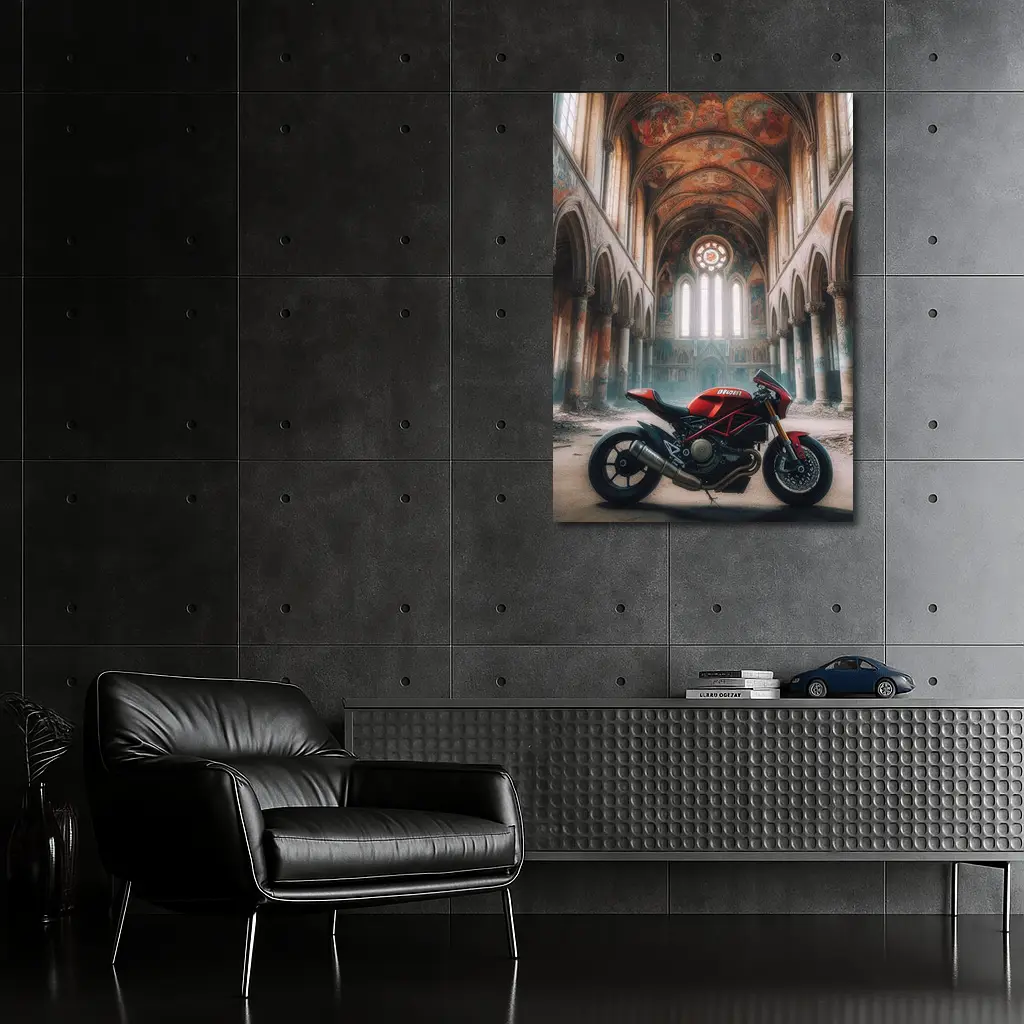 Ducati Streetfighter Red Inside Abandoned Church – Wall Art