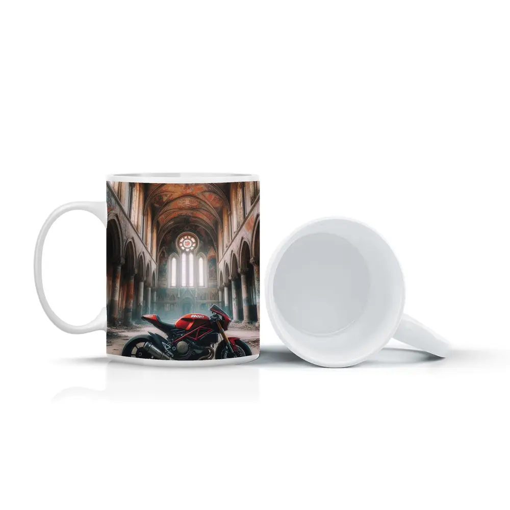 Ducati Streetfighter Red Inside Abandoned Church – Mugs