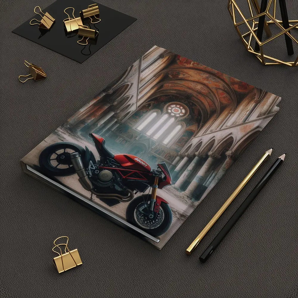 Ducati Streetfighter Red Inside Abandoned Church – Notebooks