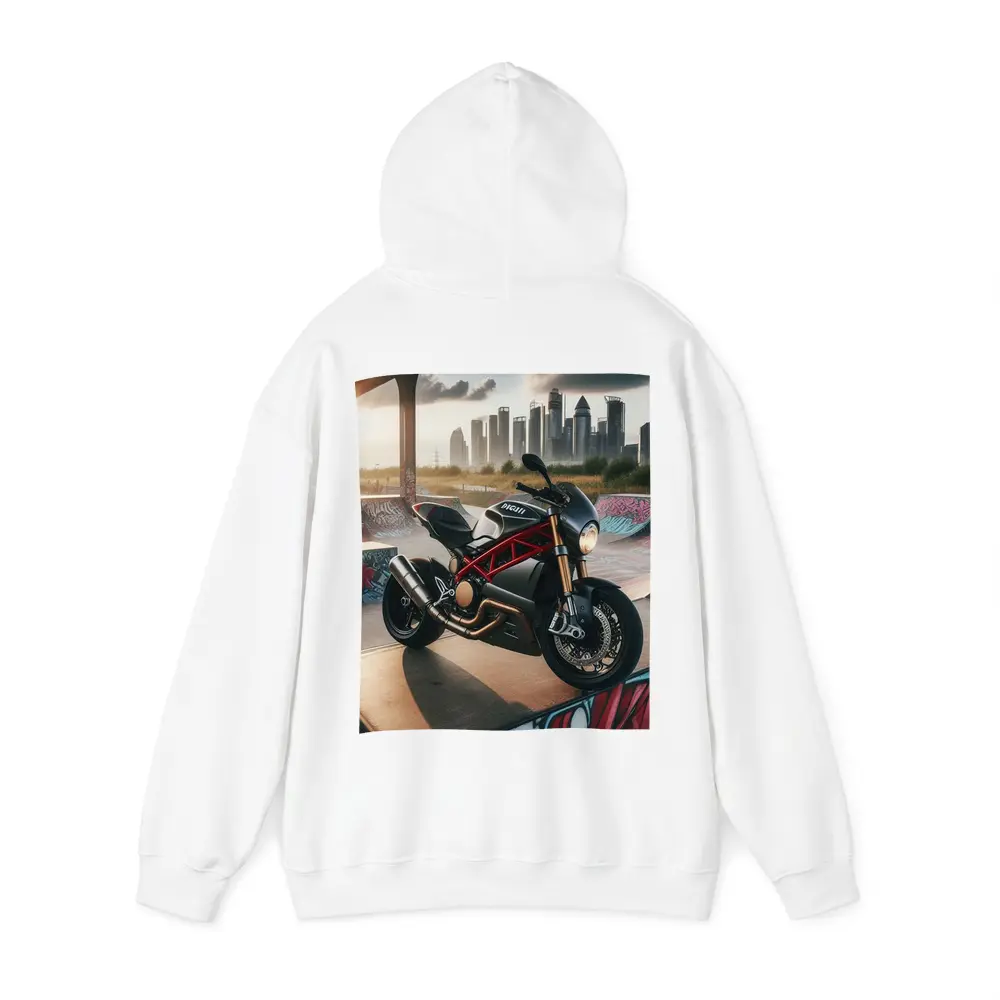 Ducati Motorcycle Parked at Urban Skatepark – Hoodies