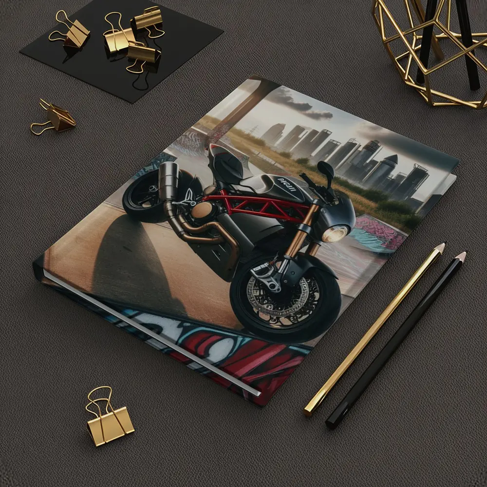 Ducati Motorcycle Parked at Urban Skatepark – Notebooks