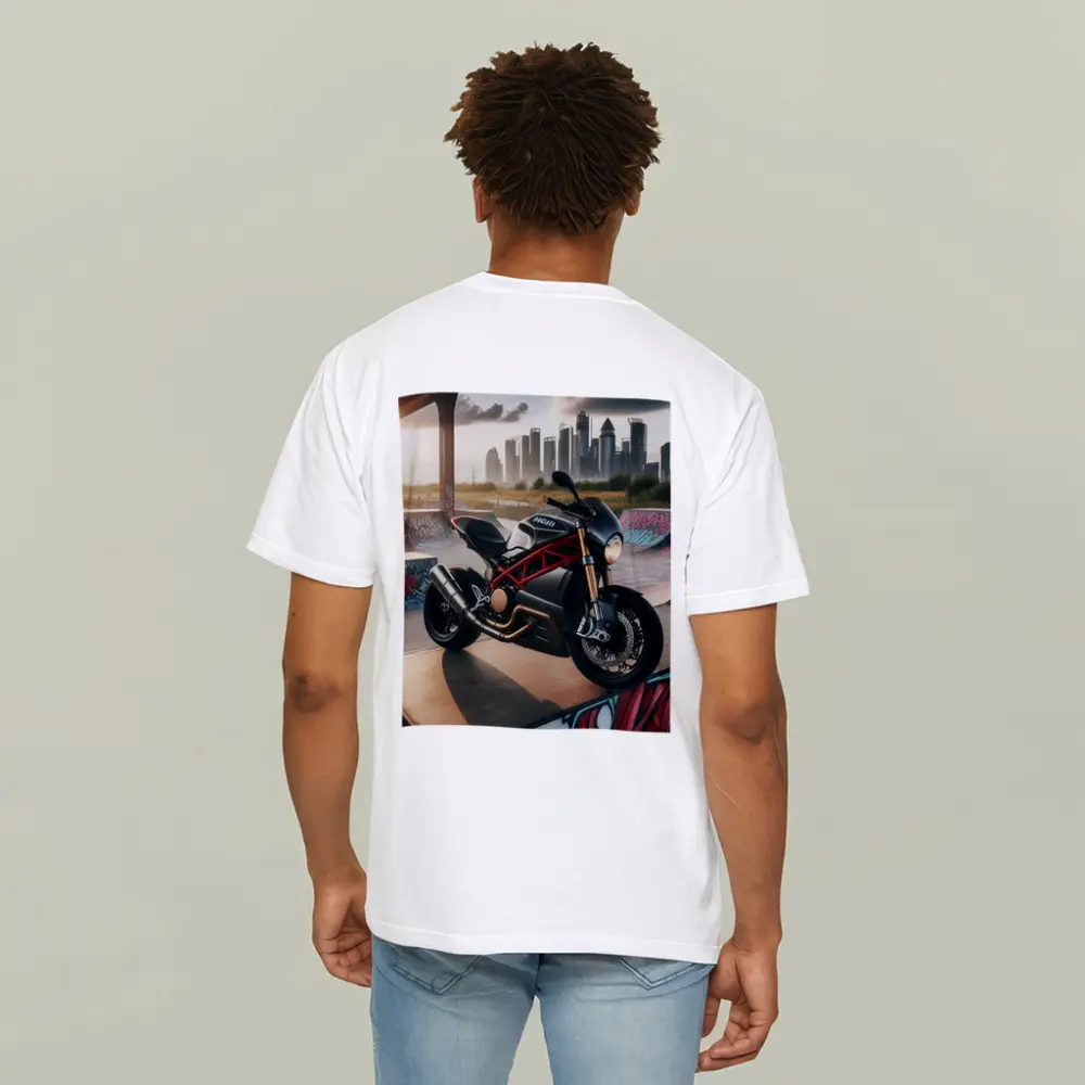 Ducati Motorcycle Parked at Urban Skatepark – T-Shirts