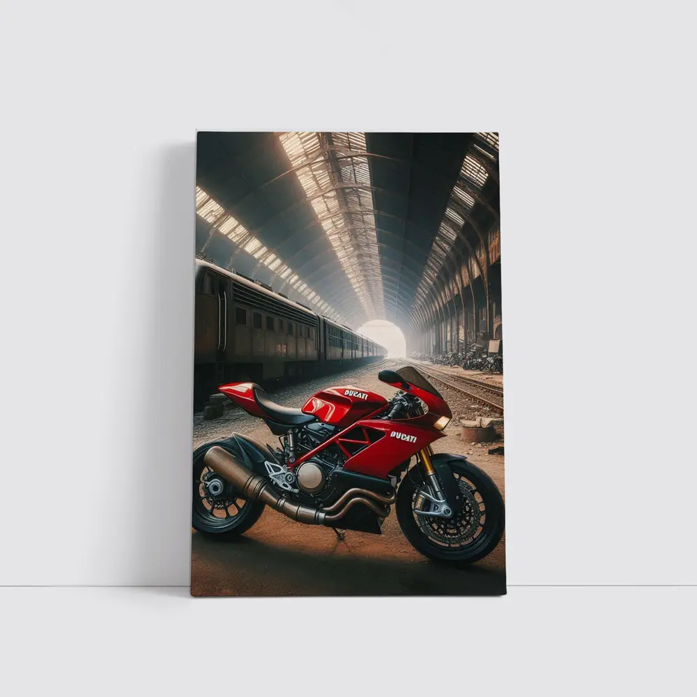 Ducati Sport Bike Abandoned Train Station – Wall Art